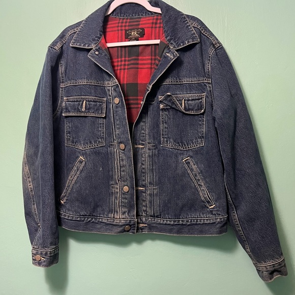 Ralph Lauren Other - Vintage RRL Ralph Lauren Double R Denim Jacket Buffalo Plaid Lined Retro 90s L